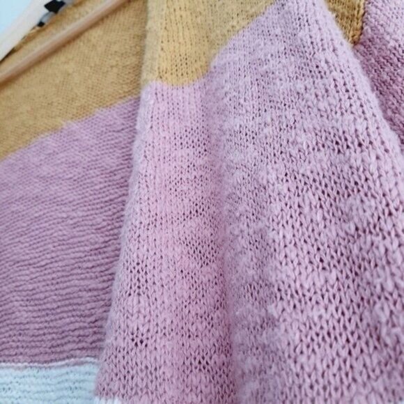 CHARLIE B / 100% Cotton Long Fine Knit Sweater Cardigan Wide Stripe Sz M - Picture 5 of 10